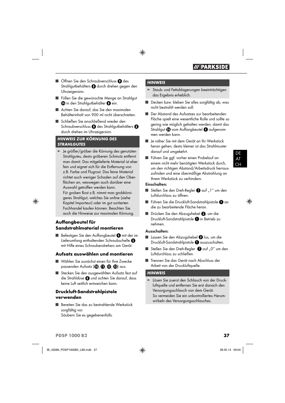 Parkside PDSP 1000 B2 User Manual | Page 41 / 45