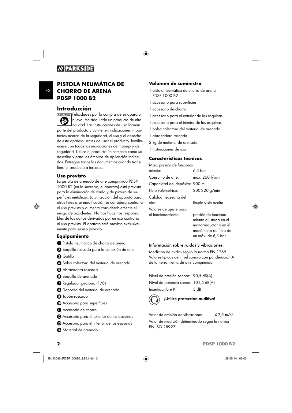 Parkside PDSP 1000 B2 User Manual | Page 6 / 45