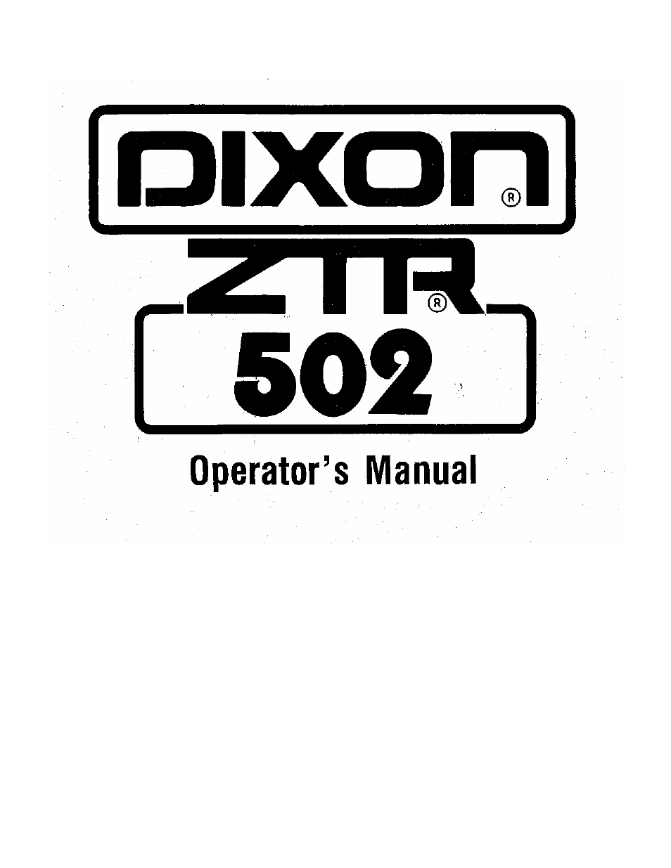 Dixon 502 User Manual | 36 pages