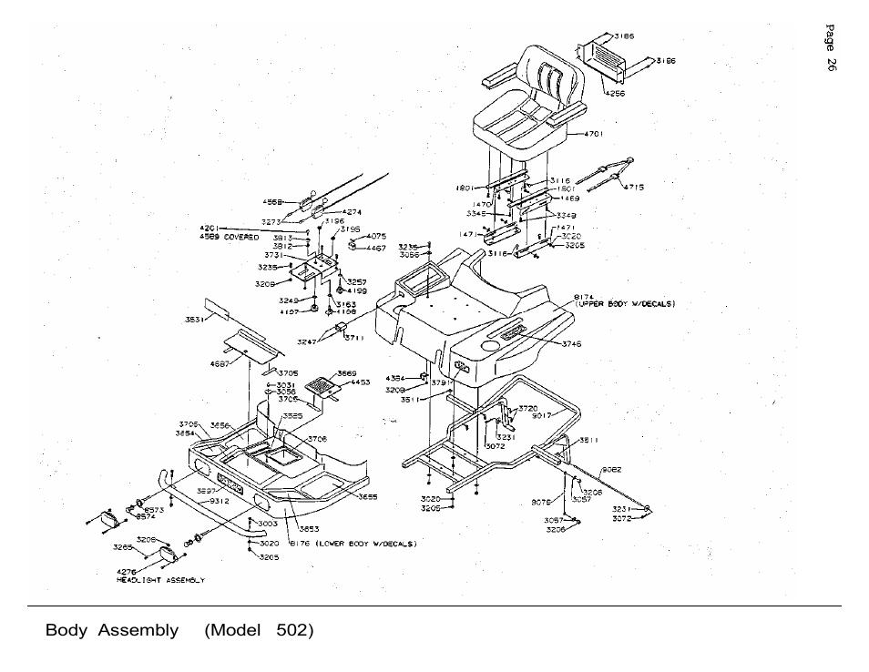 Body assembly (model 502) | Dixon 502 User Manual | Page 29 / 36