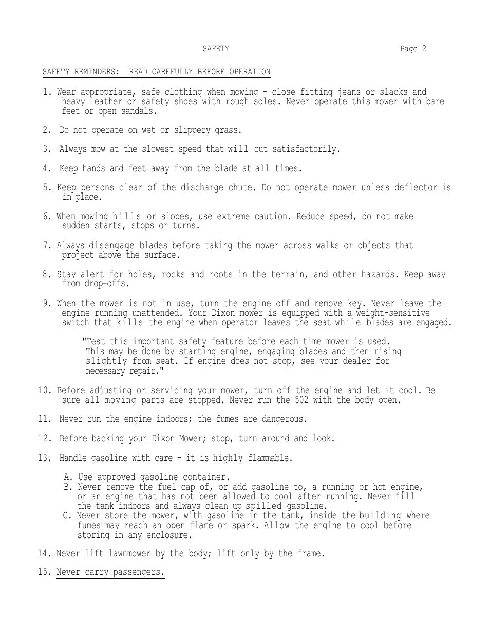 Dixon 502 User Manual | Page 5 / 36