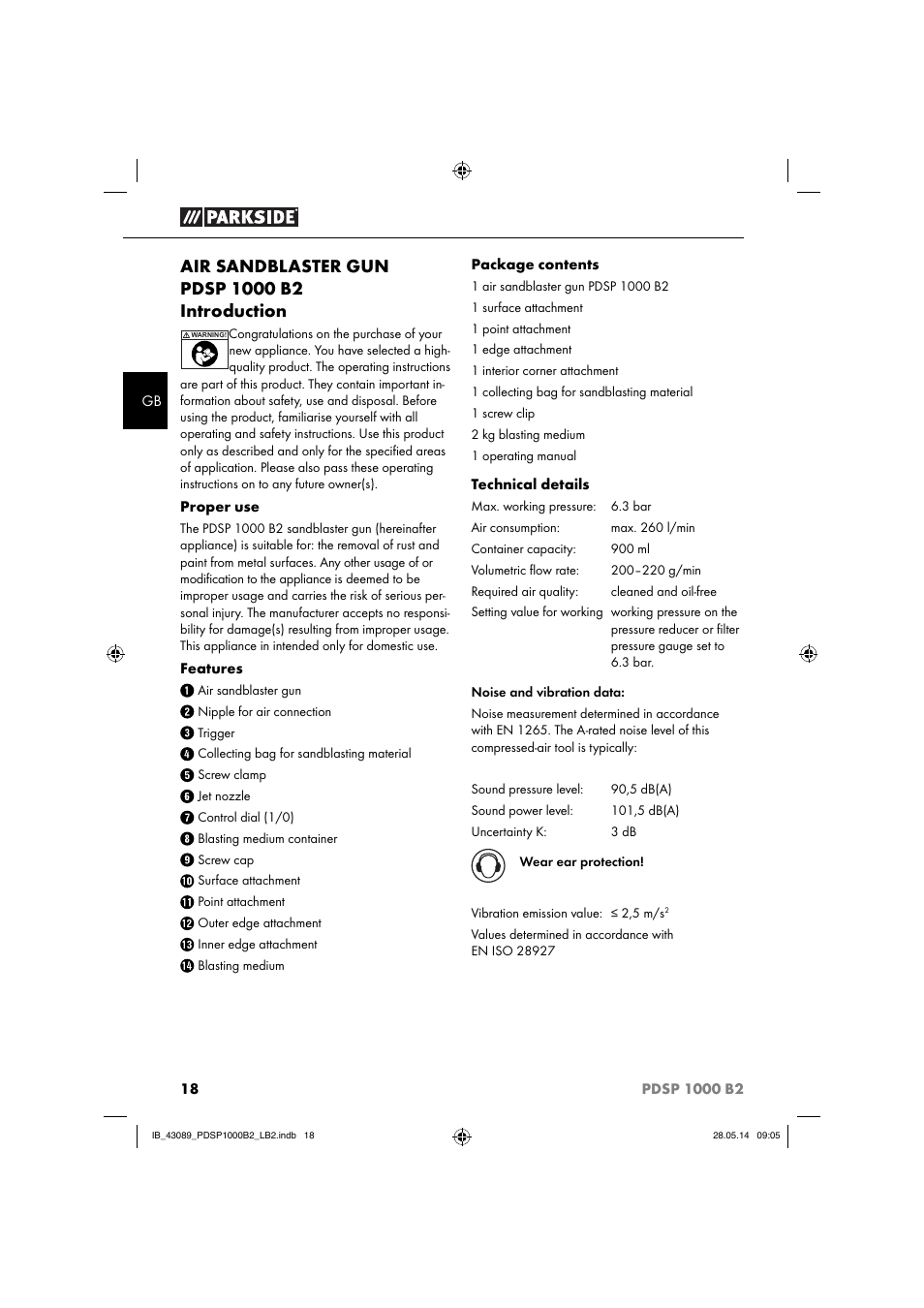 Parkside PDSP 1000 B2 User Manual | Page 22 / 29