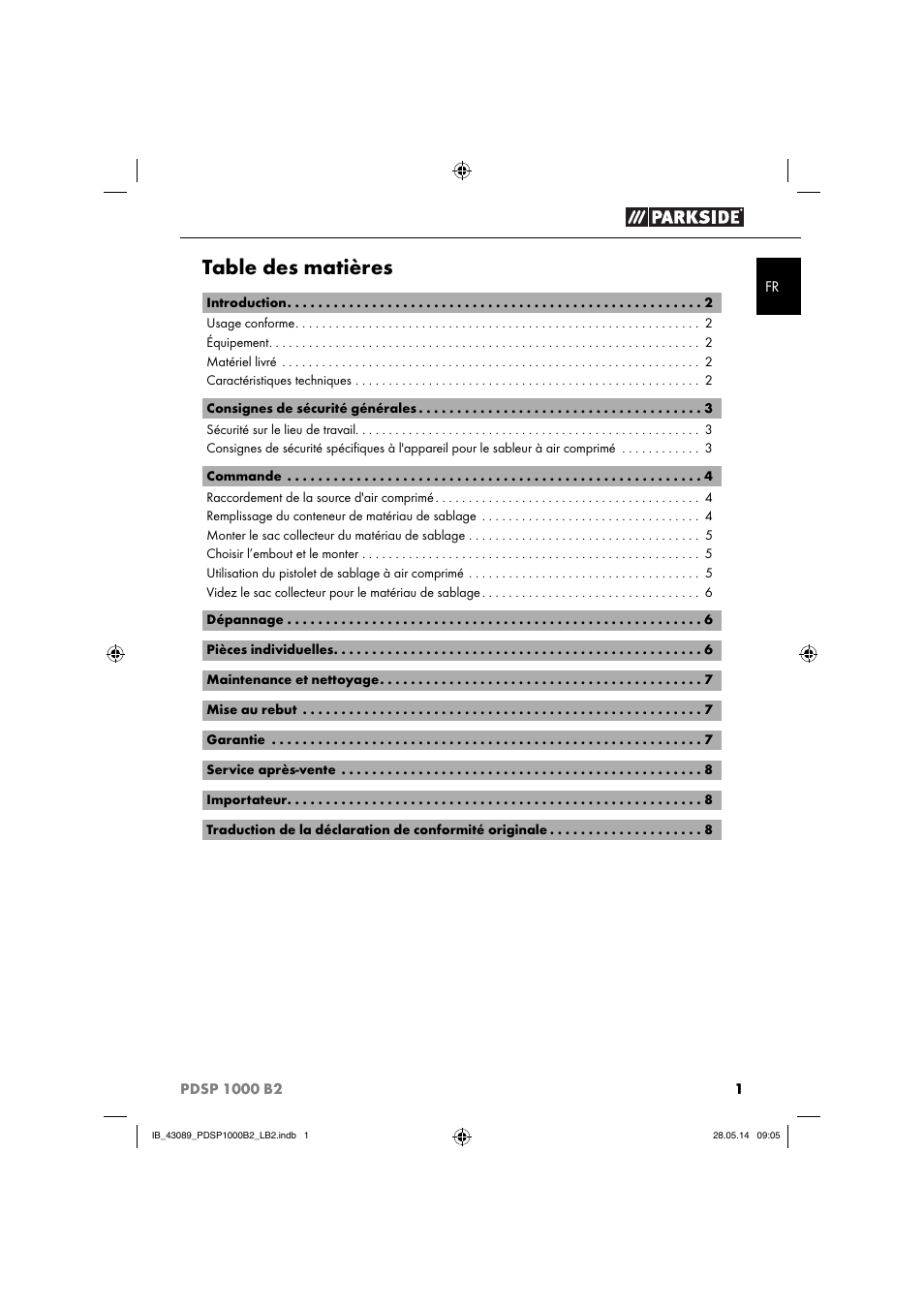 Parkside PDSP 1000 B2 User Manual | Page 5 / 29