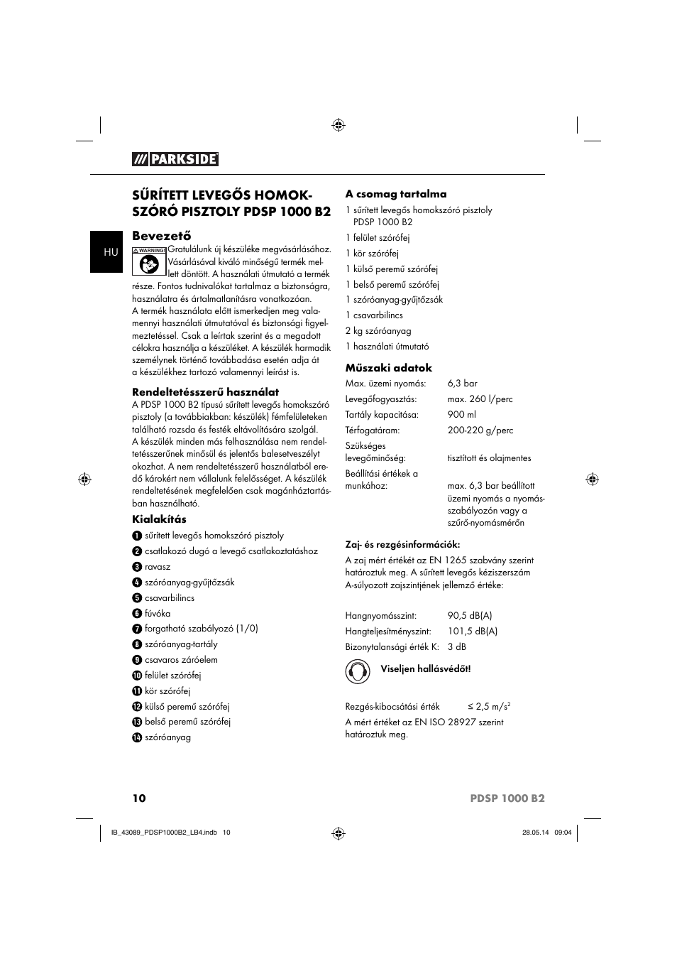 Parkside PDSP 1000 B2 User Manual | Page 14 / 53