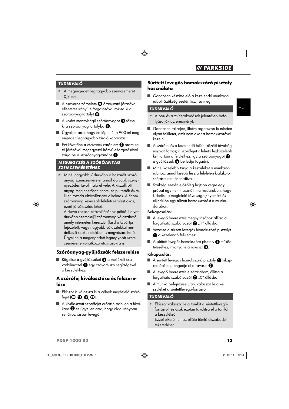 Parkside PDSP 1000 B2 User Manual | Page 17 / 53