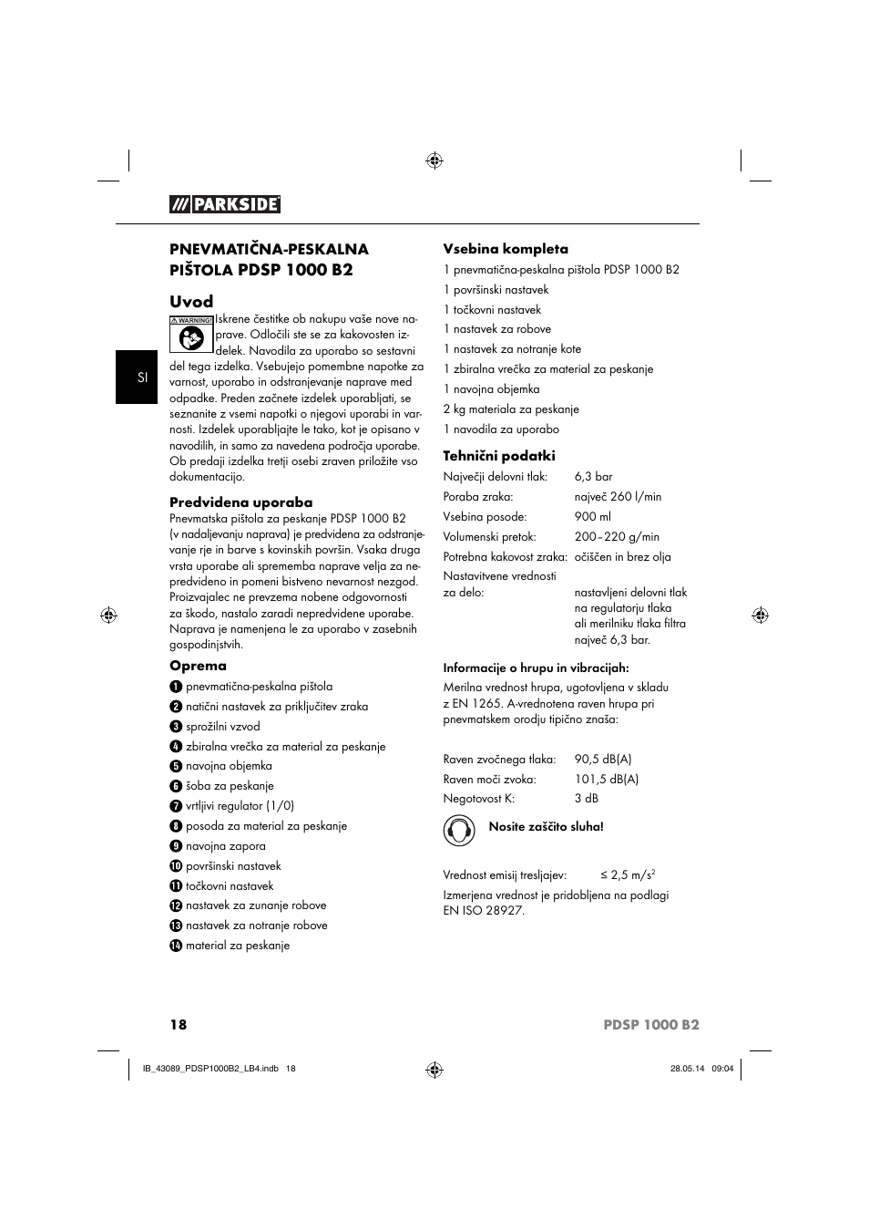 Parkside PDSP 1000 B2 User Manual | Page 22 / 53