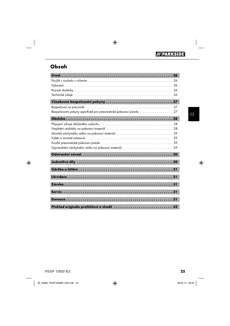 Parkside PDSP 1000 B2 User Manual | Page 29 / 53