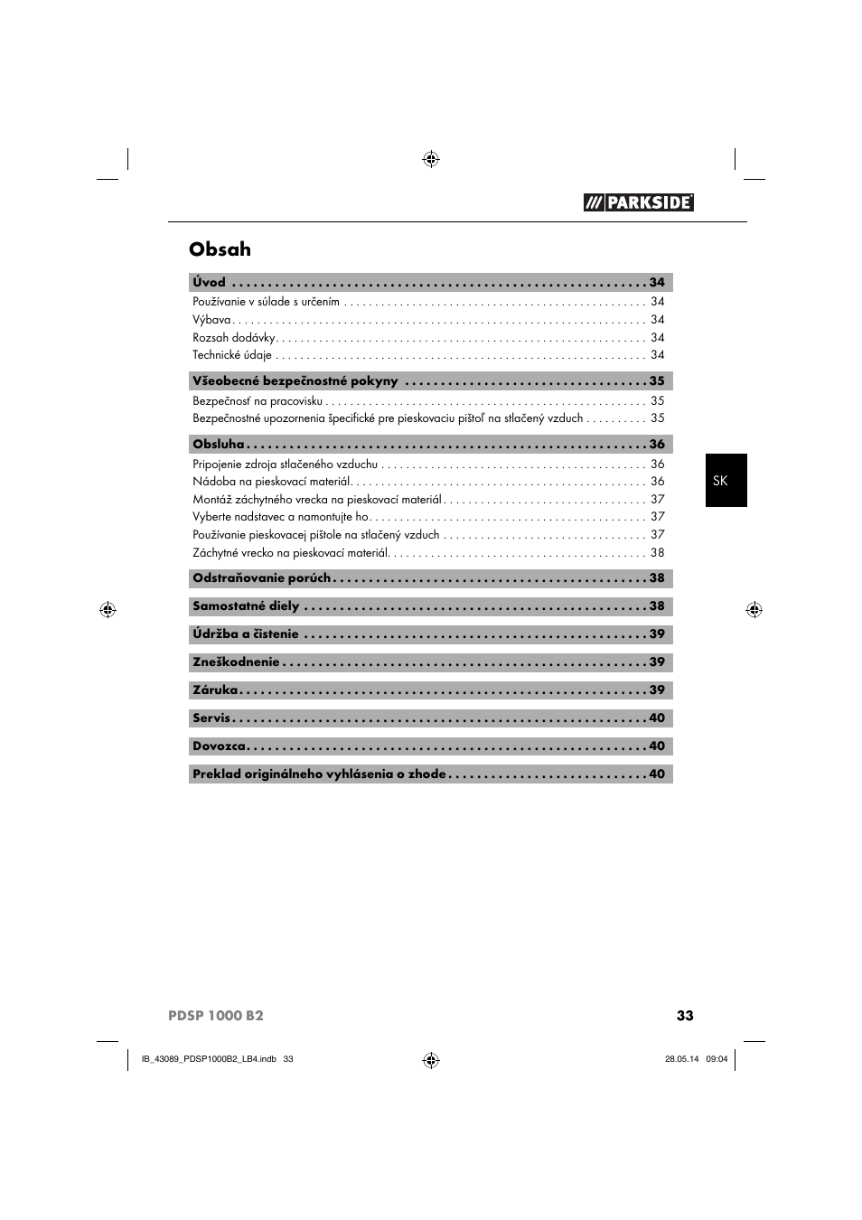 Parkside PDSP 1000 B2 User Manual | Page 37 / 53