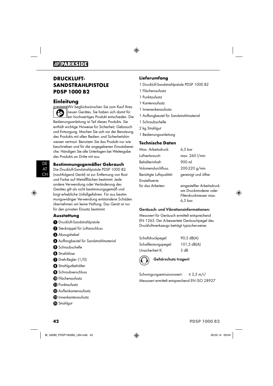 Parkside PDSP 1000 B2 User Manual | Page 46 / 53