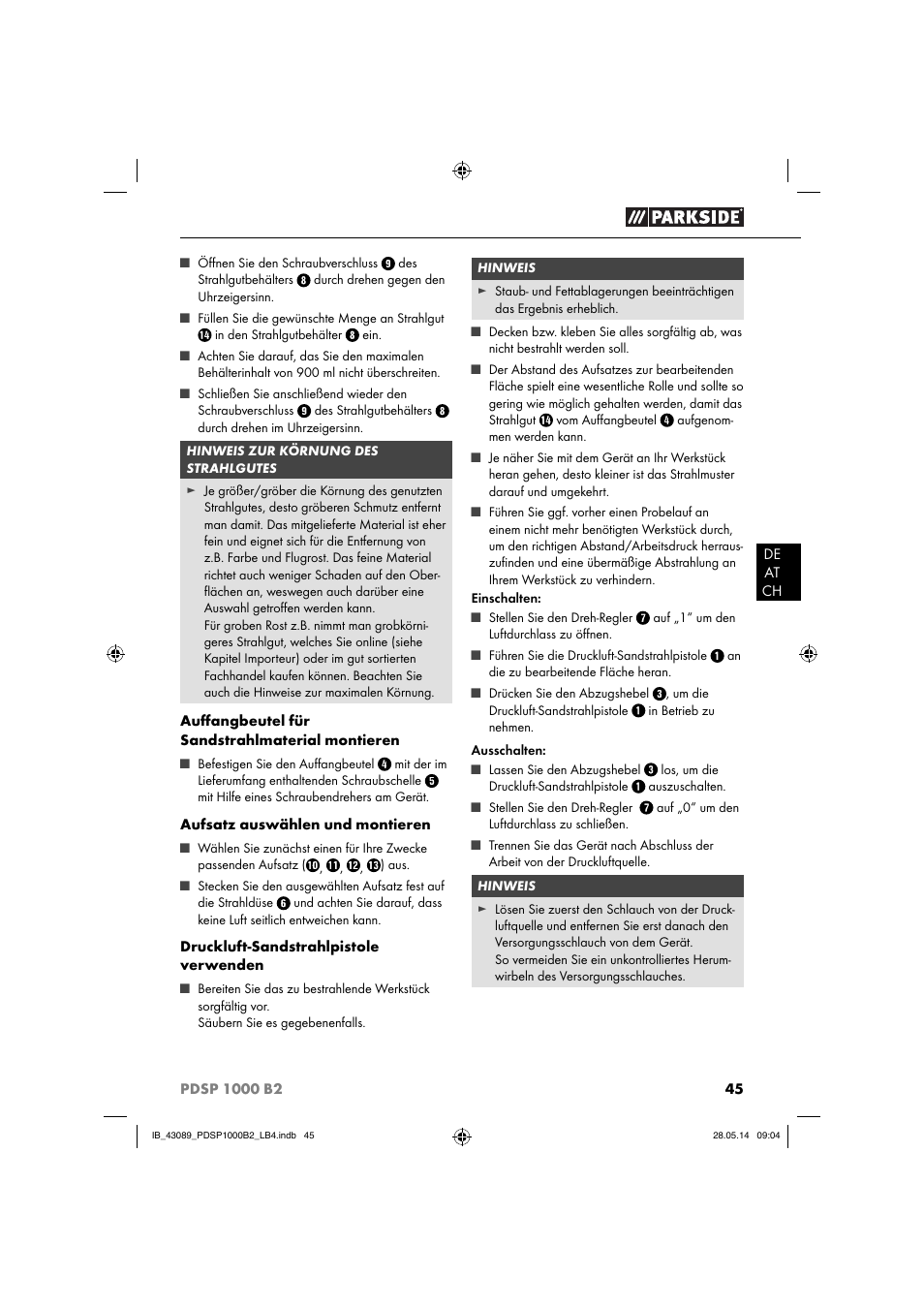 Parkside PDSP 1000 B2 User Manual | Page 49 / 53