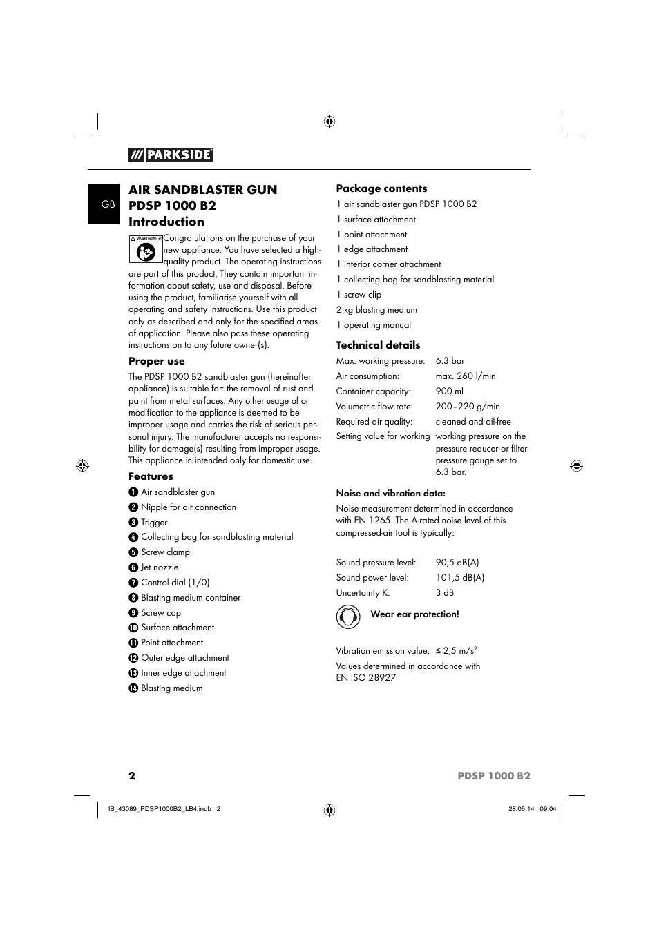 Parkside PDSP 1000 B2 User Manual | Page 6 / 53