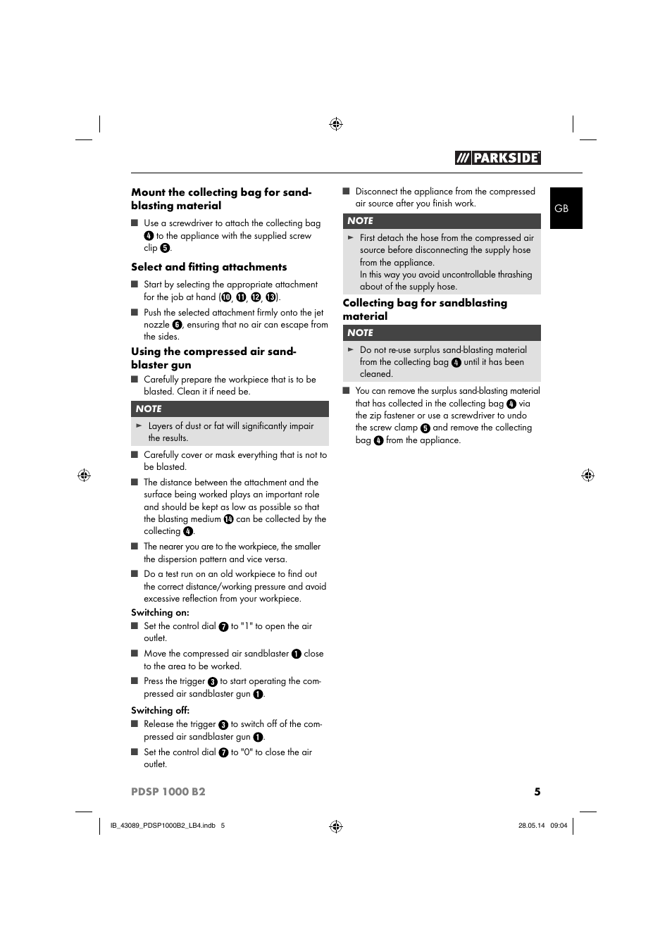 Parkside PDSP 1000 B2 User Manual | Page 9 / 53