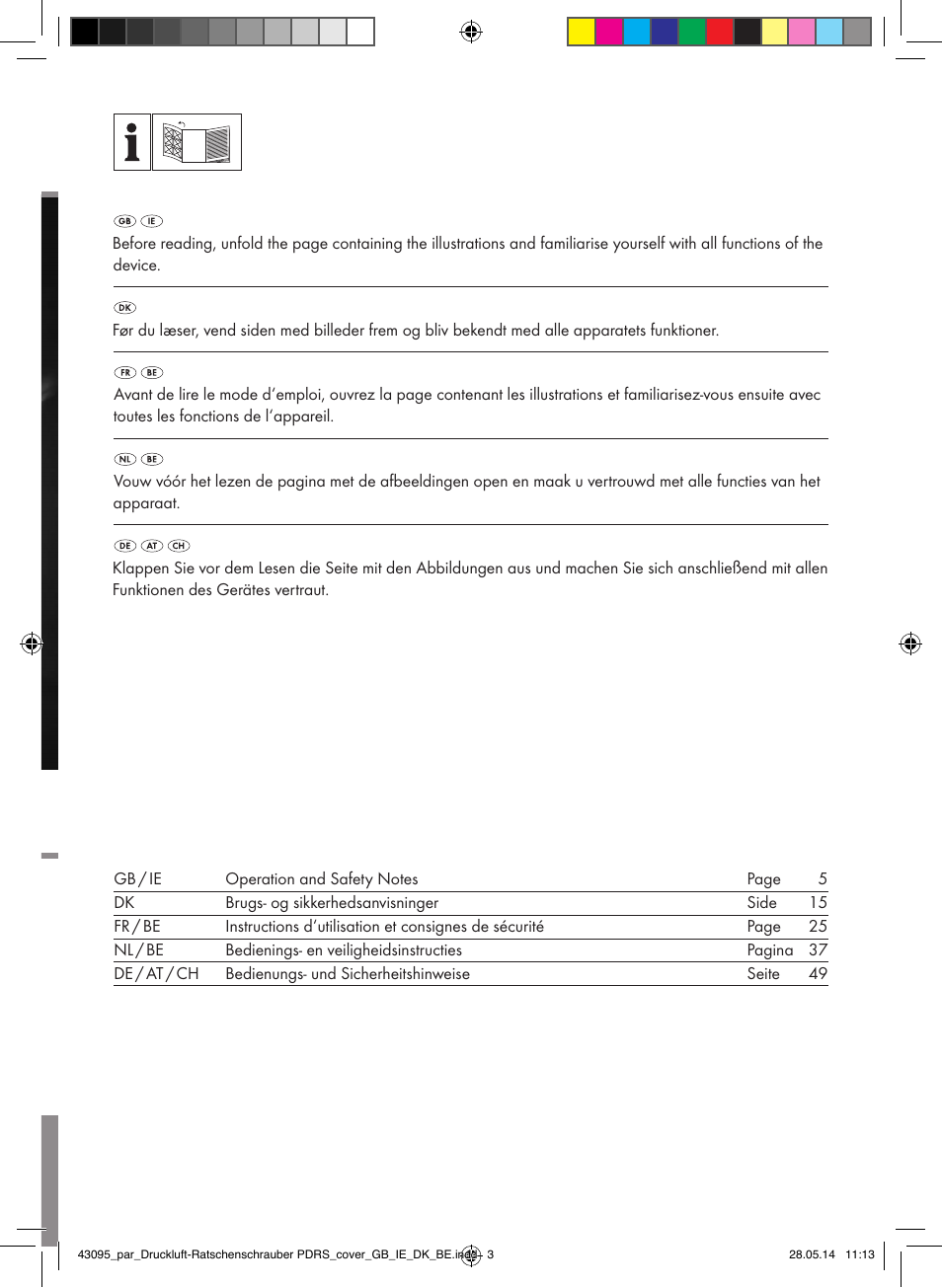 Parkside AIR RATCHET SET PDRS User Manual | Page 2 / 60