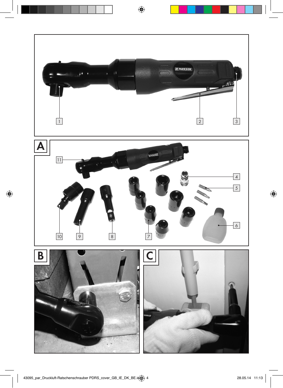 Parkside AIR RATCHET SET PDRS User Manual | Page 3 / 60