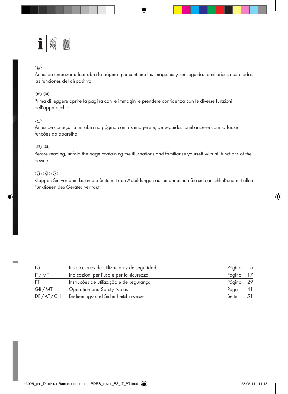 Parkside AIR RATCHET SET PDRS User Manual | Page 2 / 62