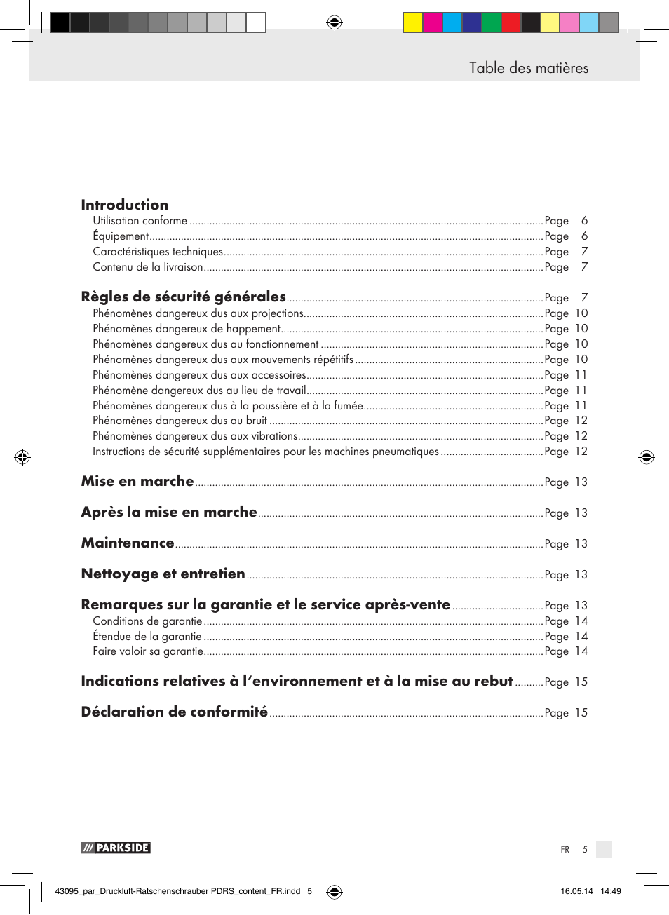 Parkside AIR RATCHET SET PDRS User Manual | Page 5 / 39