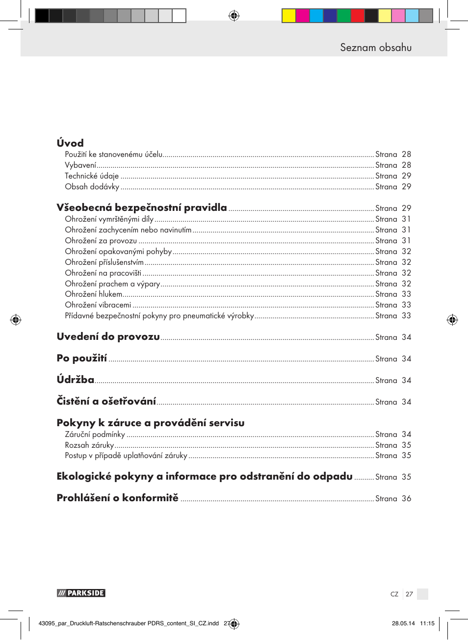 Parkside AIR RATCHET SET PDRS User Manual | Page 27 / 48