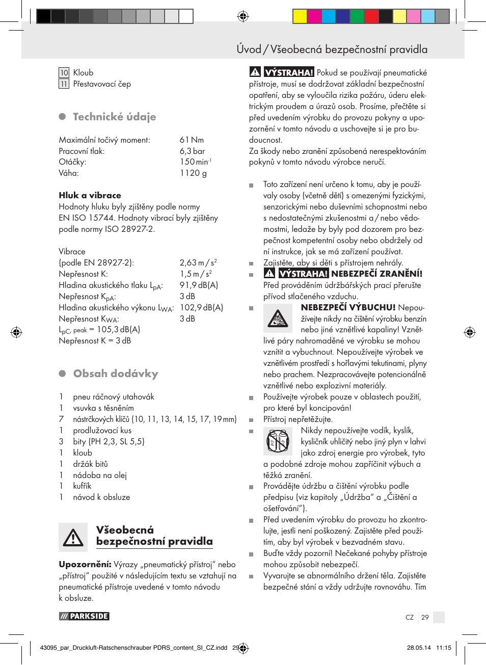 Parkside AIR RATCHET SET PDRS User Manual | Page 29 / 48