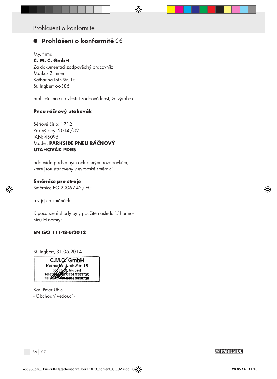 Parkside AIR RATCHET SET PDRS User Manual | Page 36 / 48
