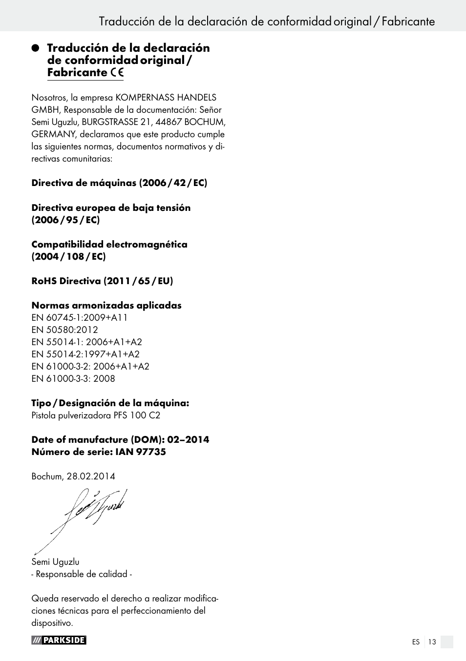 Parkside PFS 100 C3 User Manual | Page 13 / 52