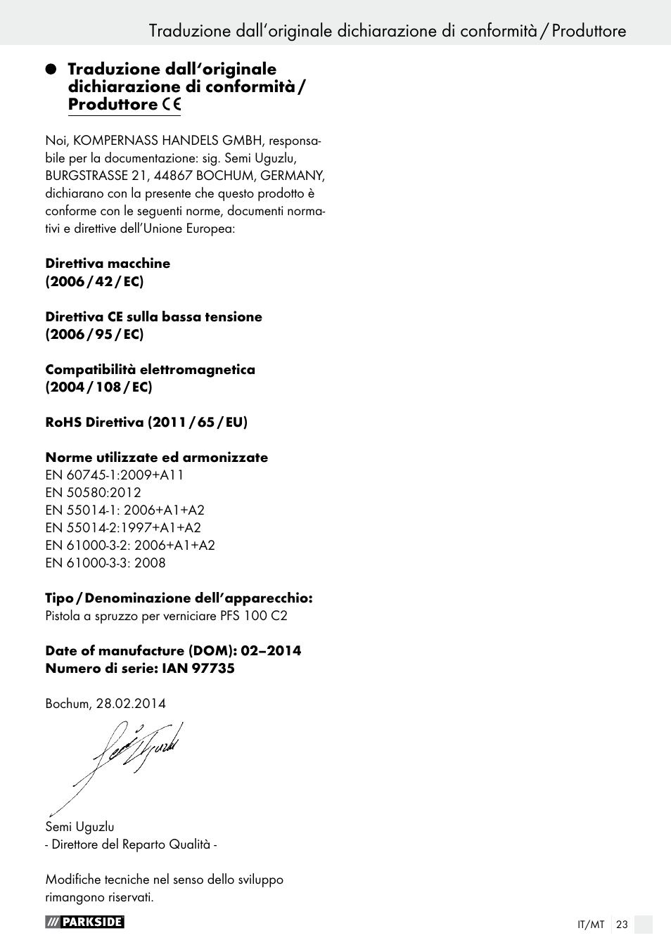 Parkside PFS 100 C3 User Manual | Page 23 / 52