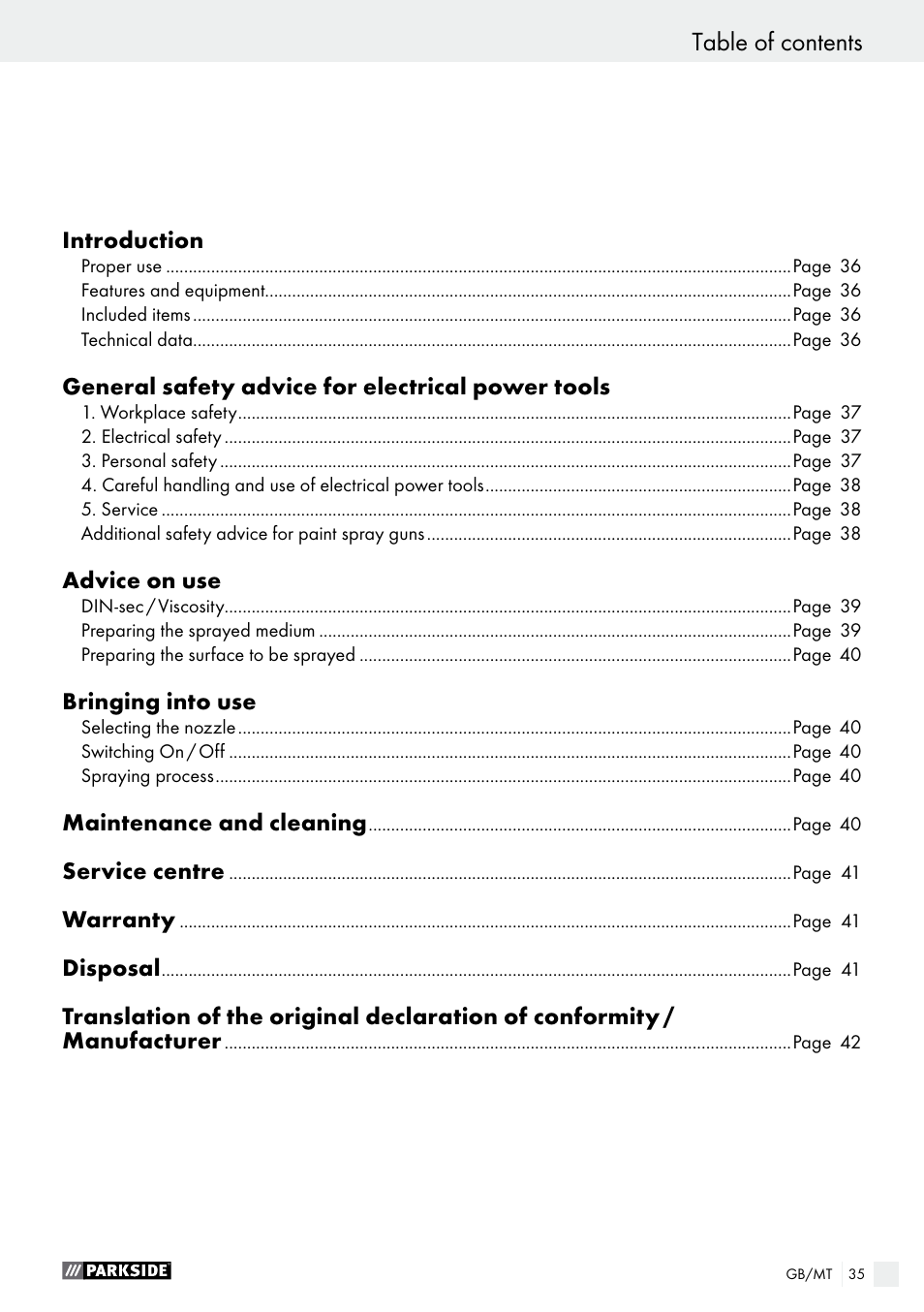 Parkside PFS 100 C3 User Manual | Page 35 / 52