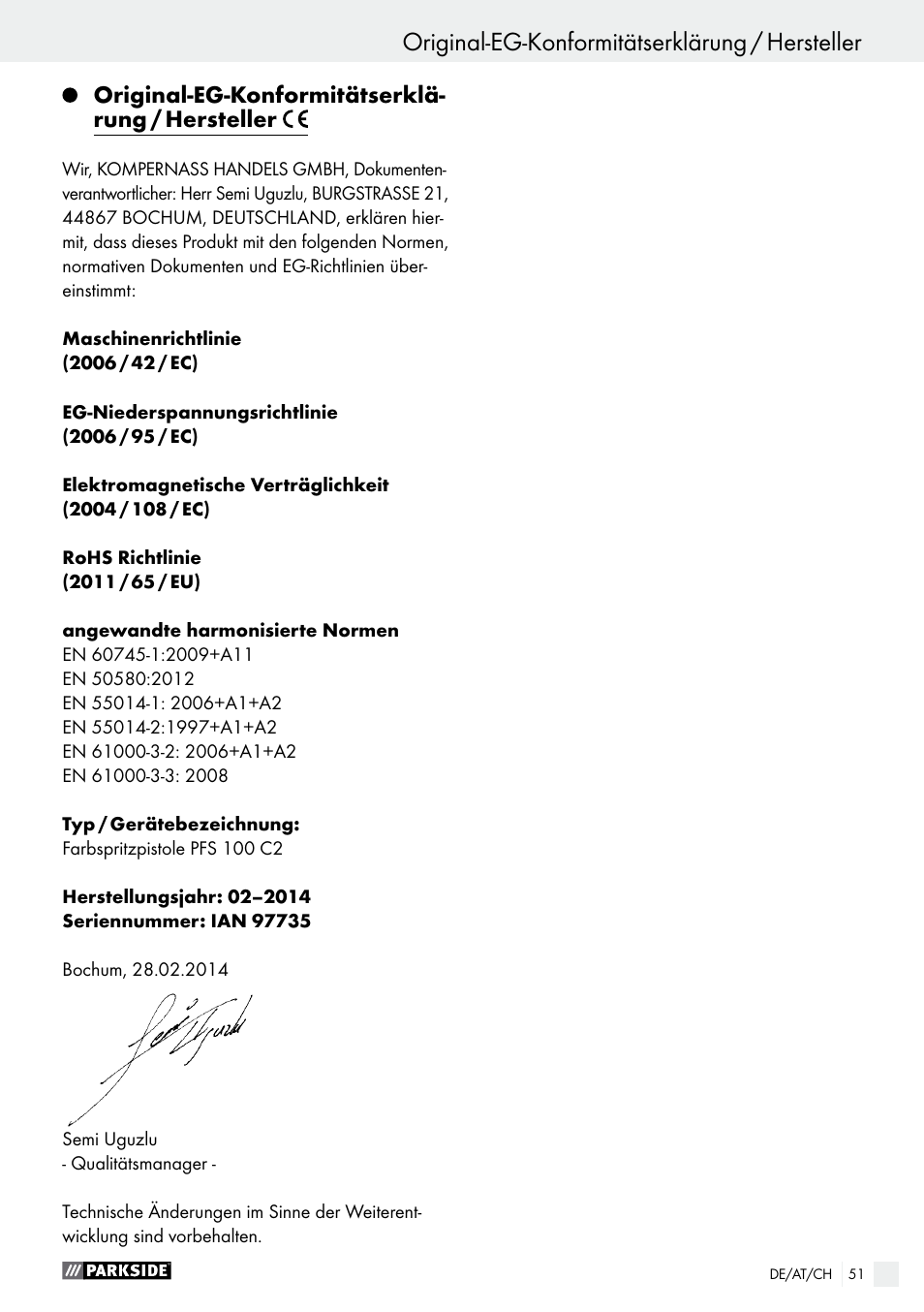 Parkside PFS 100 C3 User Manual | Page 51 / 52