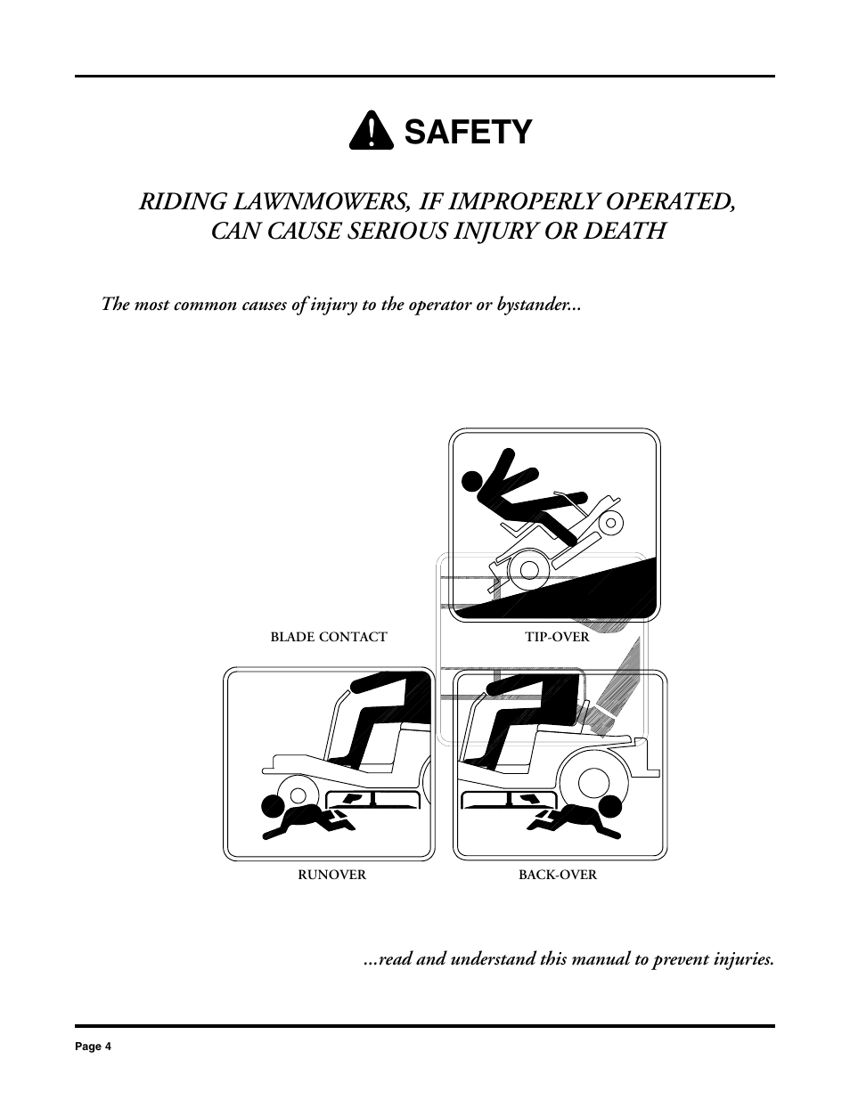 Safety | Dixon 2000 User Manual | Page 4 / 40