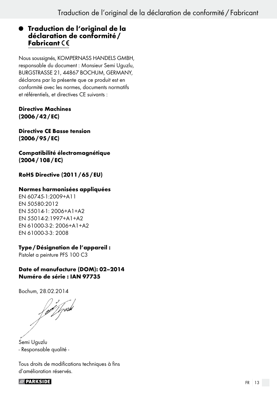 Parkside PFS 100 C3 User Manual | Page 13 / 33