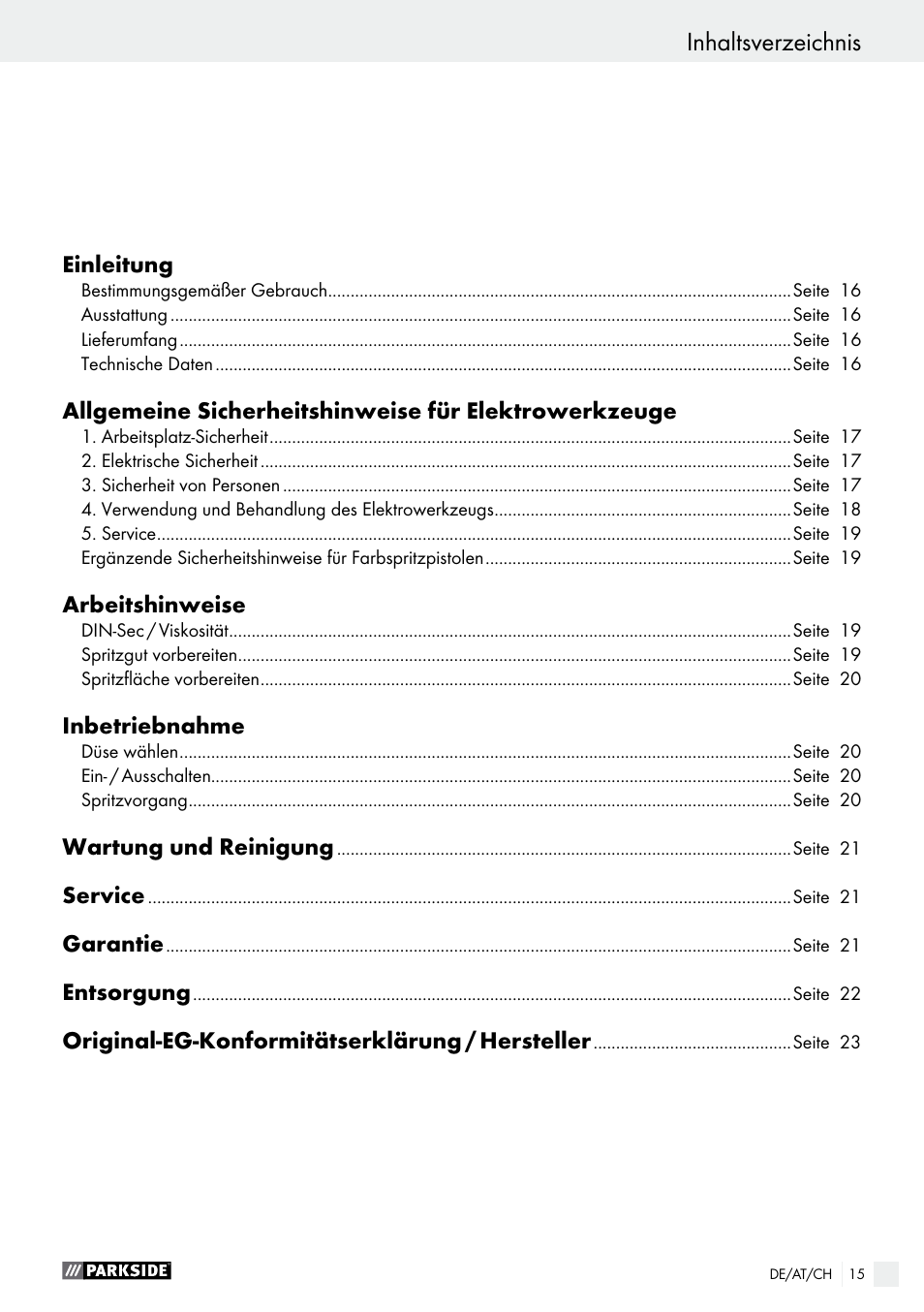 Parkside PFS 100 C3 User Manual | Page 15 / 33