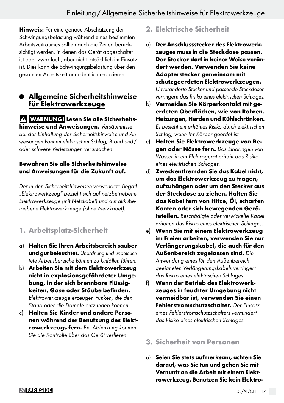 Parkside PFS 100 C3 User Manual | Page 17 / 33