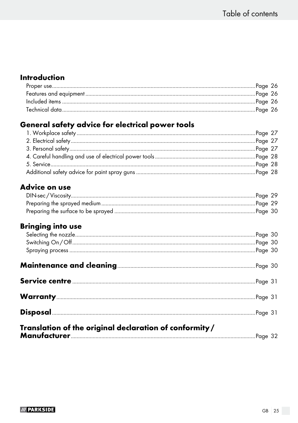 Parkside PFS 100 C3 User Manual | Page 25 / 33