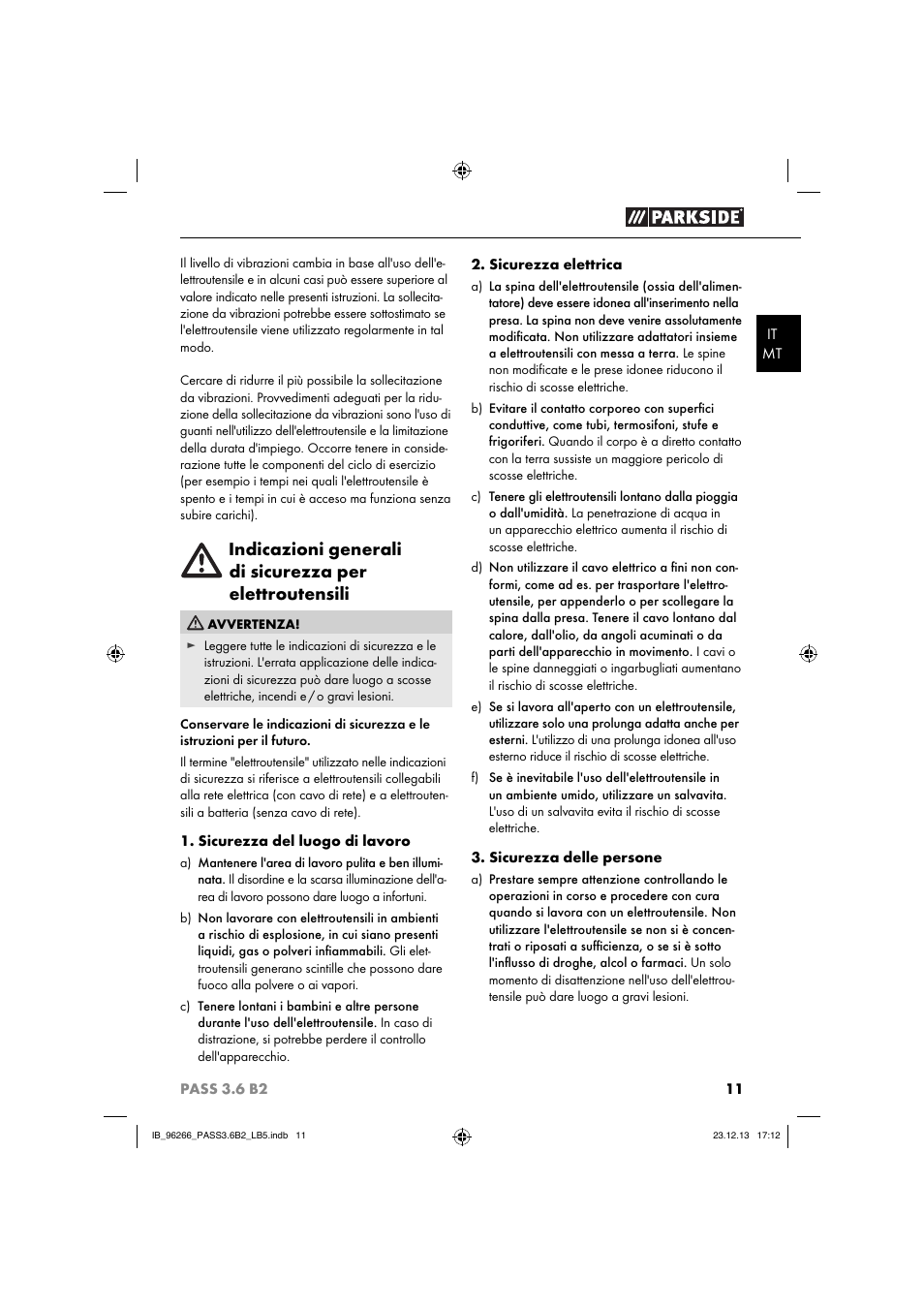 Parkside PASS 3.6 B2 User Manual | Page 14 / 44