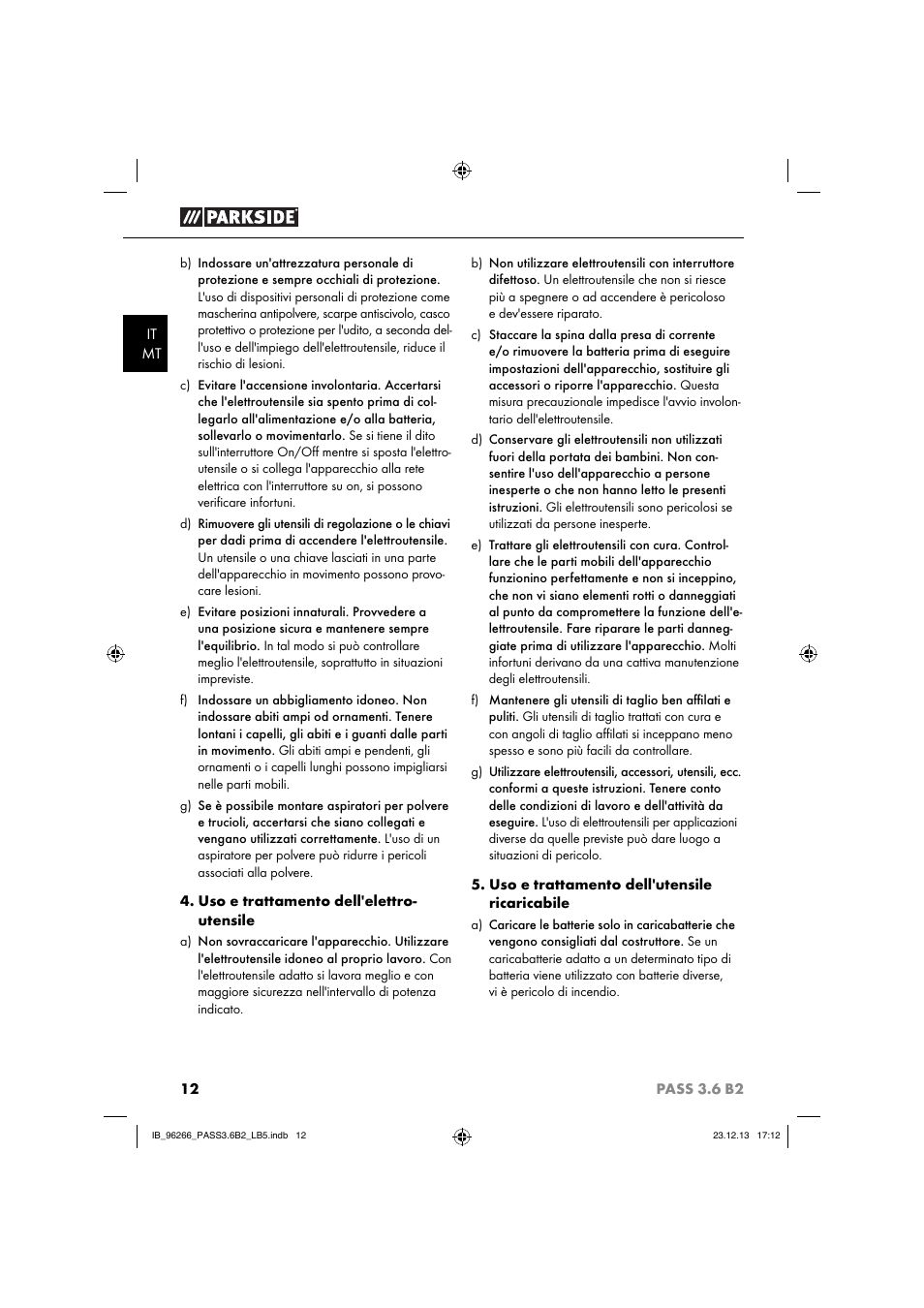 Parkside PASS 3.6 B2 User Manual | Page 15 / 44