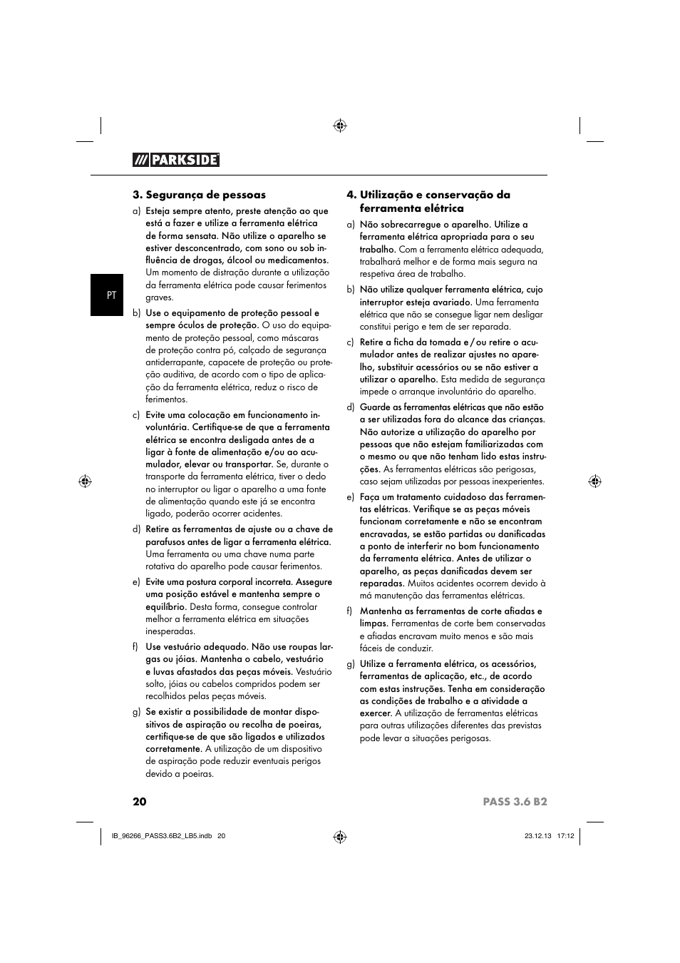 Parkside PASS 3.6 B2 User Manual | Page 23 / 44