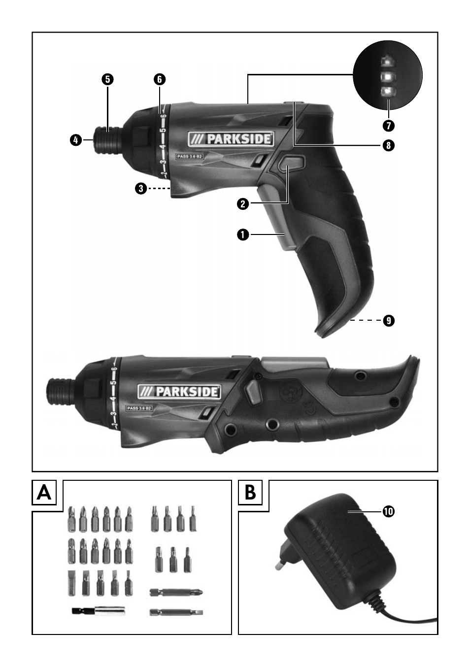 Parkside PASS 3.6 B2 User Manual | Page 3 / 44