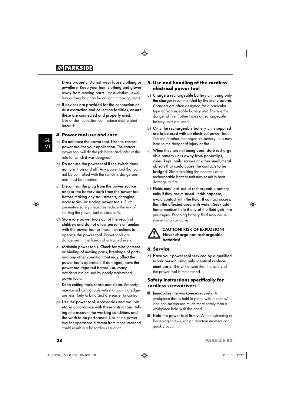 Parkside PASS 3.6 B2 User Manual | Page 31 / 44