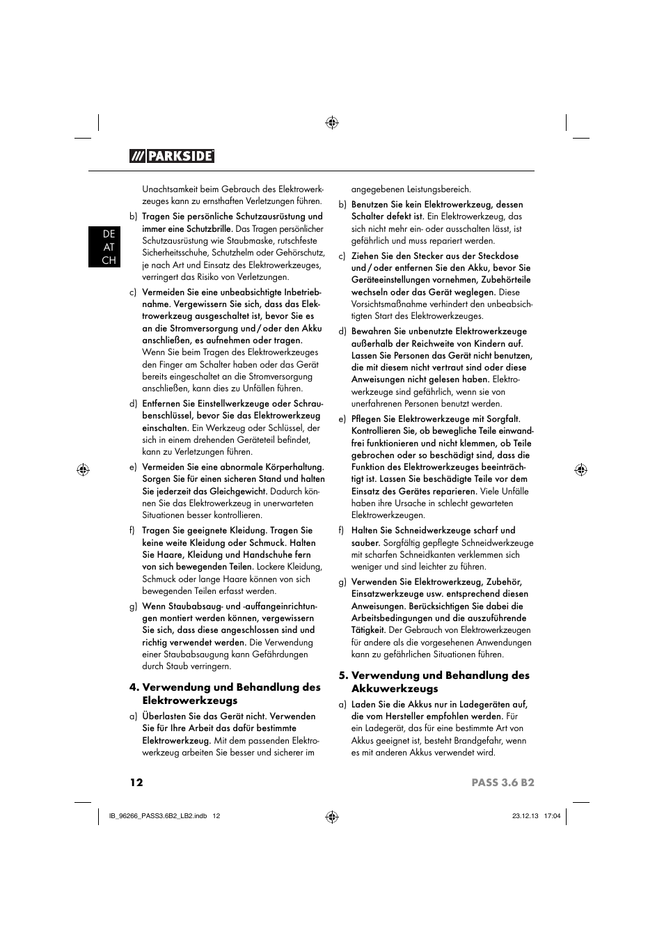Parkside PASS 3.6 B2 User Manual | Page 15 / 28