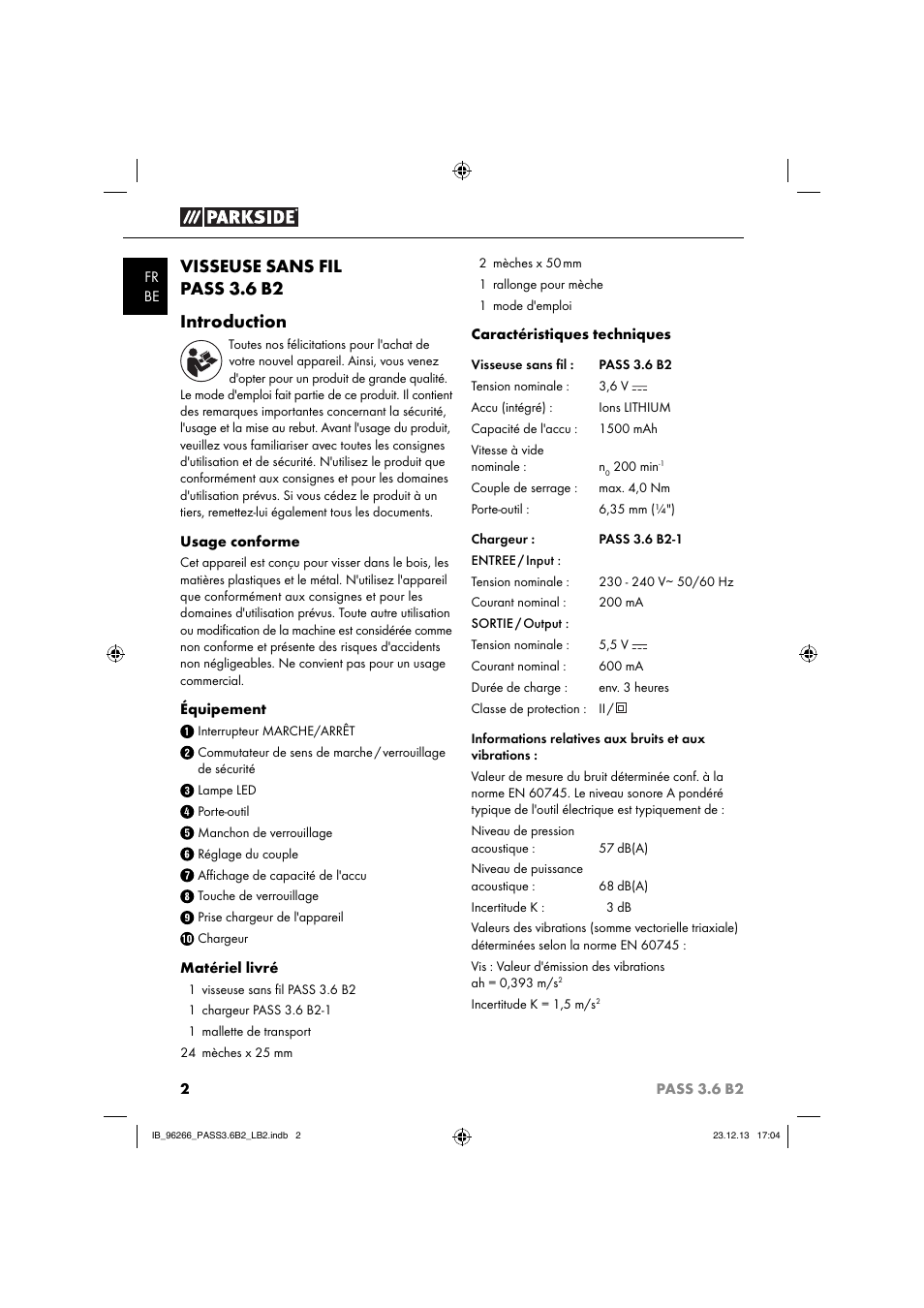 Visseuse sans fil pass 3.6 b2 introduction | Parkside PASS 3.6 B2 User Manual | Page 5 / 28