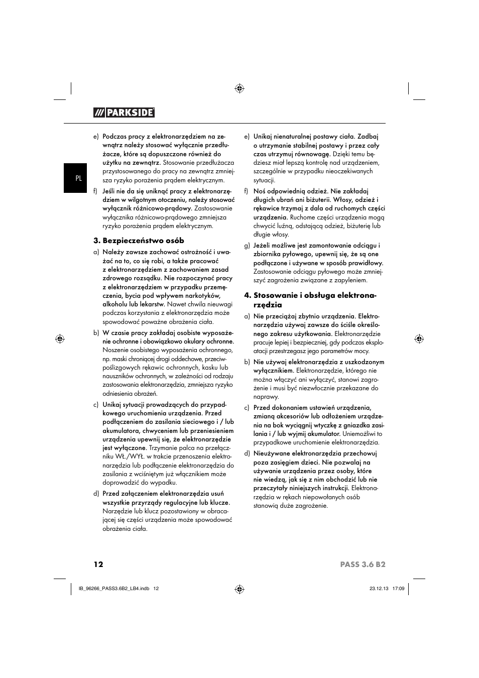 Parkside PASS 3.6 B2 User Manual | Page 15 / 62