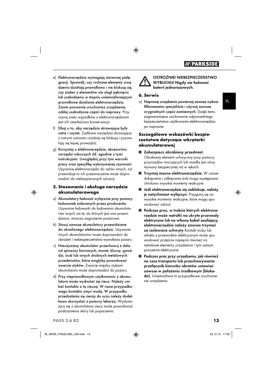 Parkside PASS 3.6 B2 User Manual | Page 16 / 62