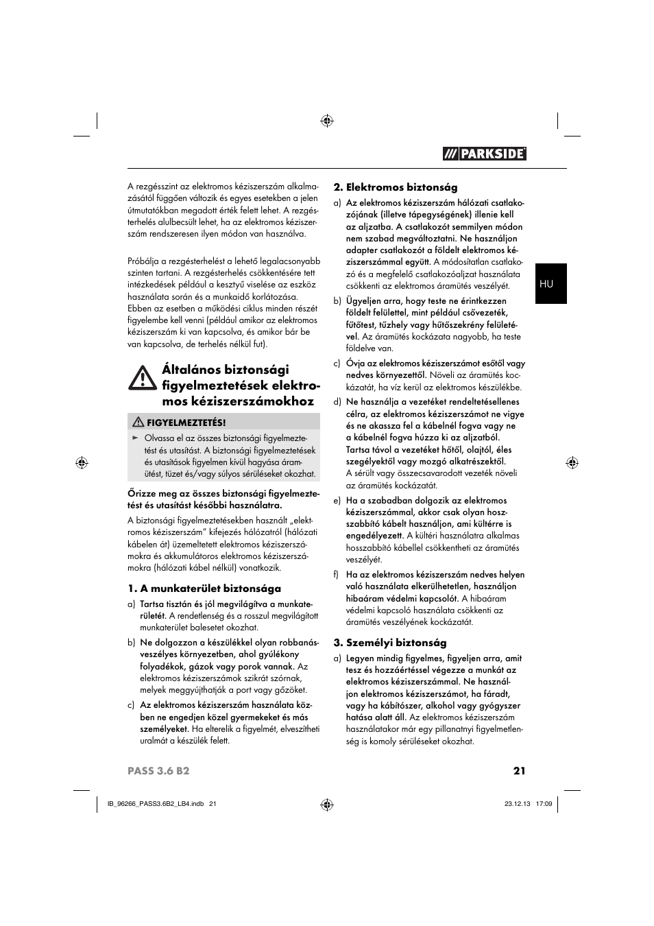 Parkside PASS 3.6 B2 User Manual | Page 24 / 62