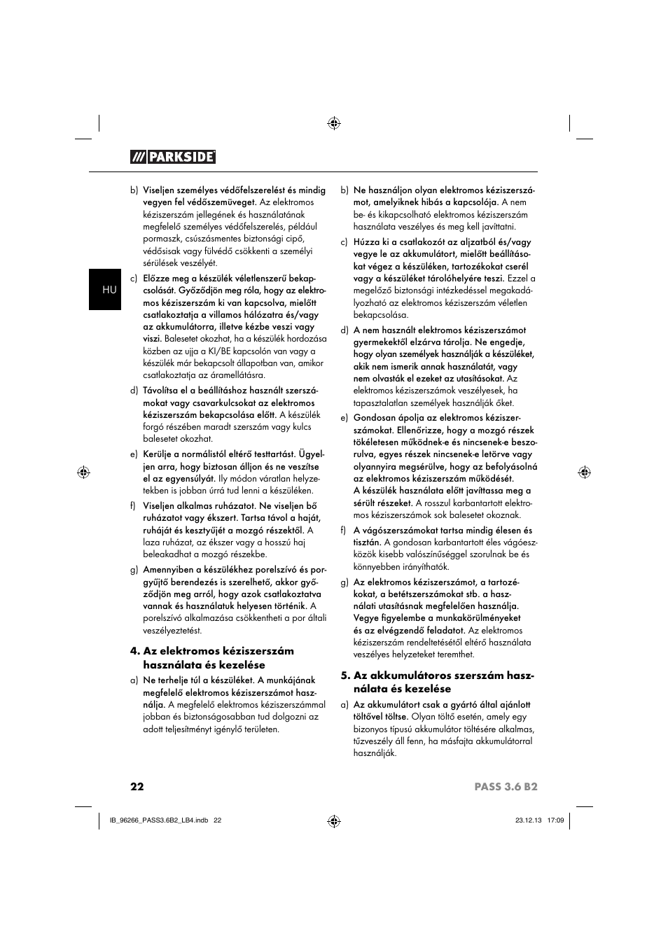 Parkside PASS 3.6 B2 User Manual | Page 25 / 62