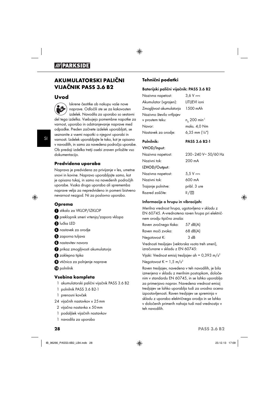 Akumulatorski palični vijačnik pass 3.6 b2 uvod | Parkside PASS 3.6 B2 User Manual | Page 31 / 62