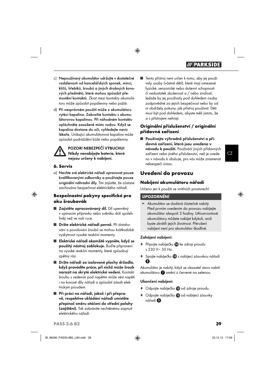Uvedení do provozu | Parkside PASS 3.6 B2 User Manual | Page 42 / 62
