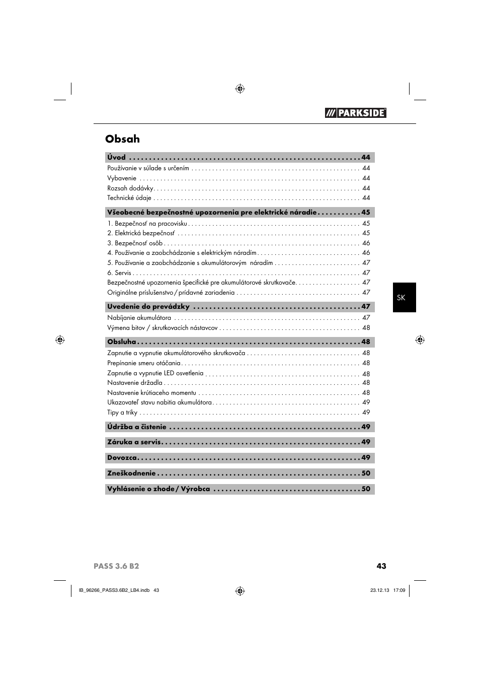 Parkside PASS 3.6 B2 User Manual | Page 46 / 62