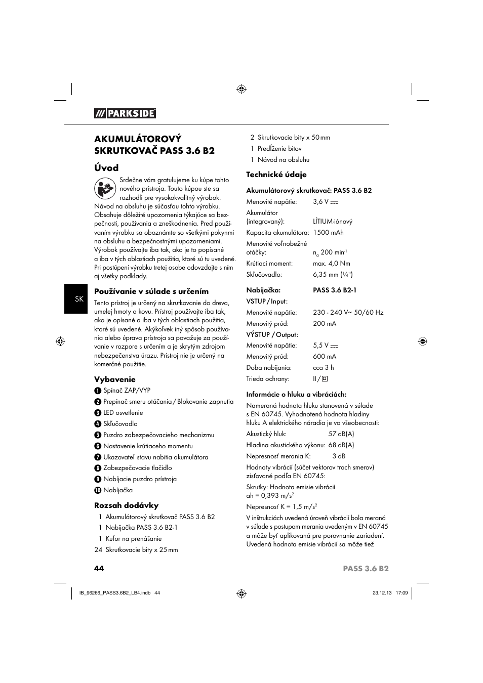 Akumulátorový skrutkovač pass 3.6 b2 úvod | Parkside PASS 3.6 B2 User Manual | Page 47 / 62