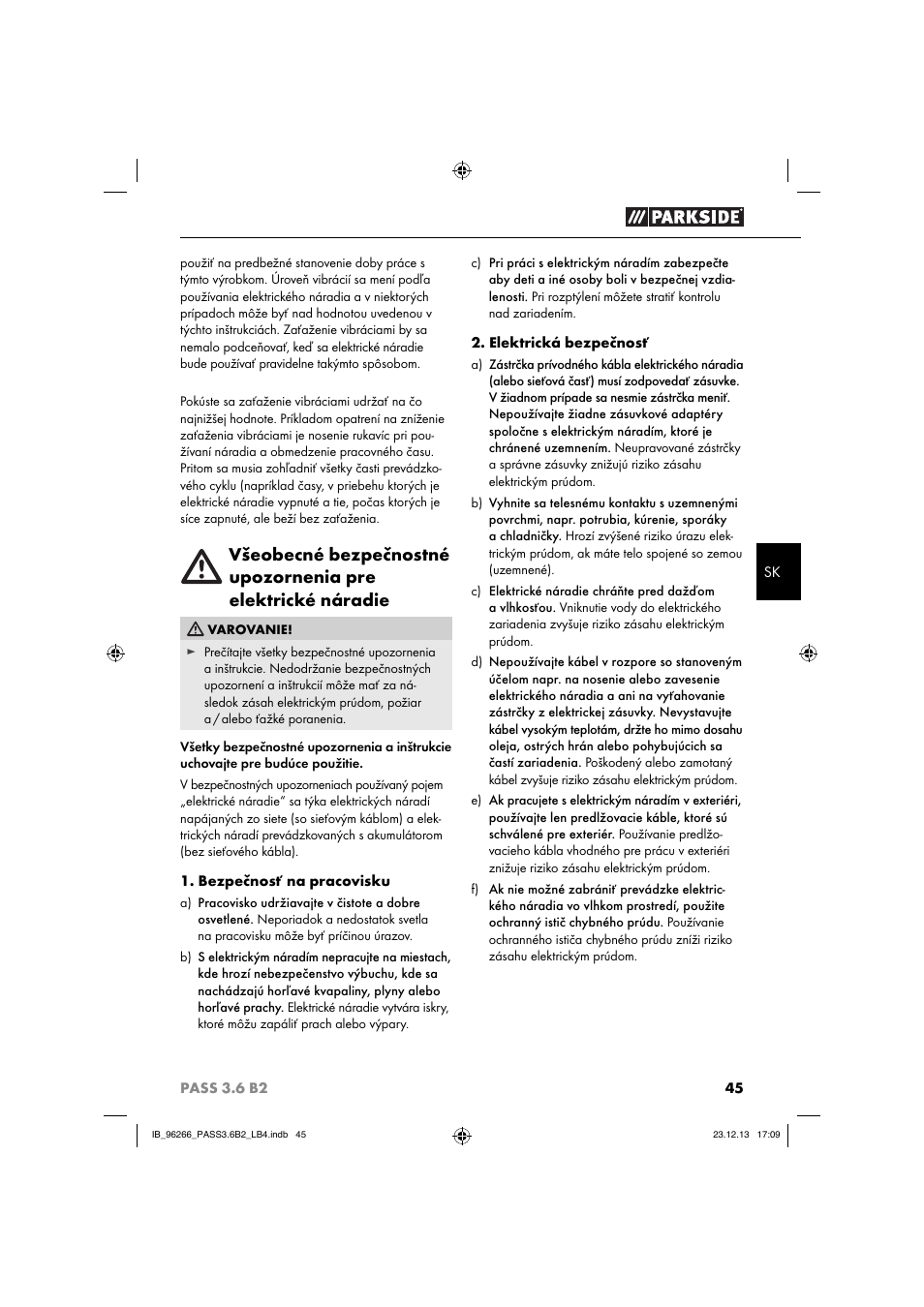 Parkside PASS 3.6 B2 User Manual | Page 48 / 62