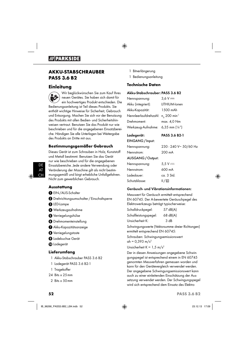 Akku-stabschrauber pass 3.6 b2 einleitung | Parkside PASS 3.6 B2 User Manual | Page 55 / 62