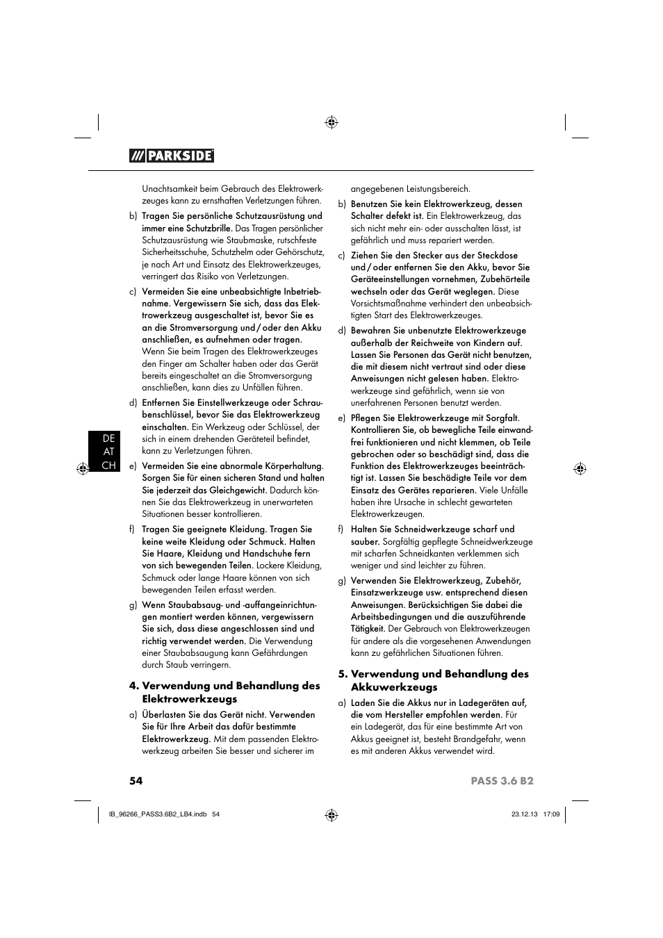 Parkside PASS 3.6 B2 User Manual | Page 57 / 62